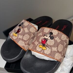 Coach Disney Mickey Mouse Patterned Sandals - Black and Brown